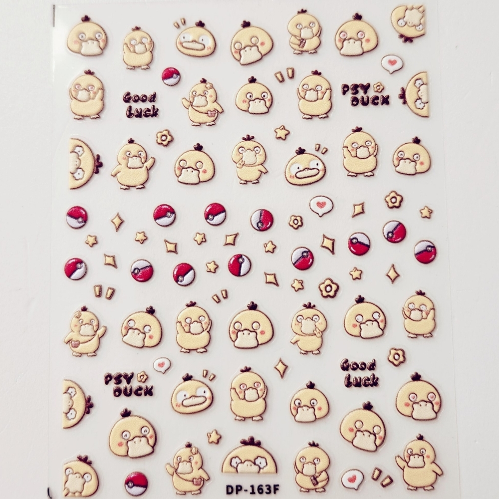 ⭐4/$15 Psyduck 5D Embossed Nail Art Stickers